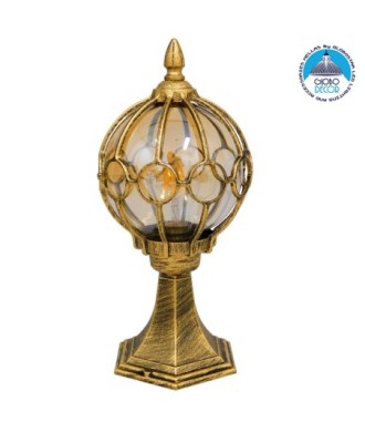 GloboStar® ETOILE 00986 Vintage Φωτιστικό Δαπέδου Μονόφωτο 1 x E27 Μπρονζέ Χρυσό Μεταλλικό Πλέγμα με Μελί Γυάλινη Μπάλα D18 x H38cm